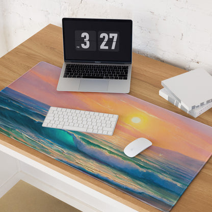 Sunset Seascape Gaming Mousepad - Gaming Mouse Pad Sunset Hues Pink Blue Desk Calm Mood Minimal Decor Niche Oil Painting