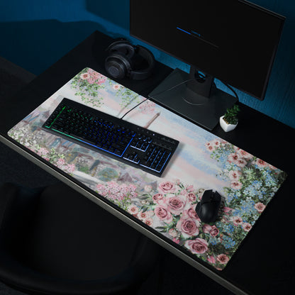 Parisian Floral Eiffel Mouse Pad - Mouse Pad Pastel Pink Blue Green Home Office Watercolor Floral Dreamy Paris Decor
