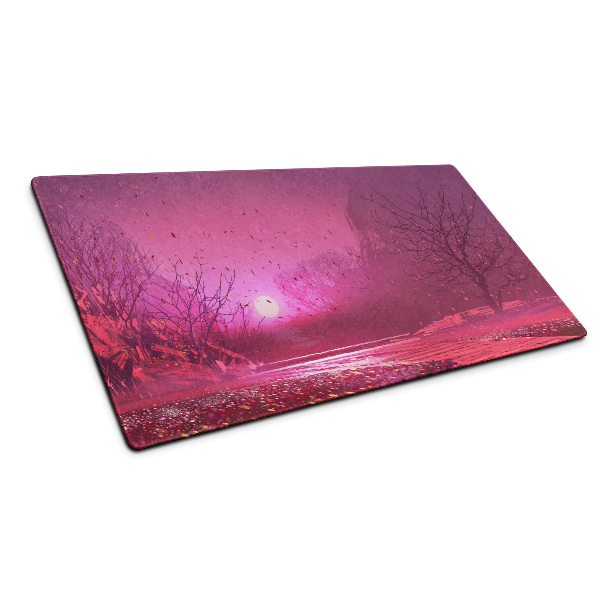 Purple Sunset Forest Mouse Pad - Mouse Pad Purple Pink Gradient Desktop Setup Modern Landscape Calm Mood Minimalist Decor Office Accessory Digital Art