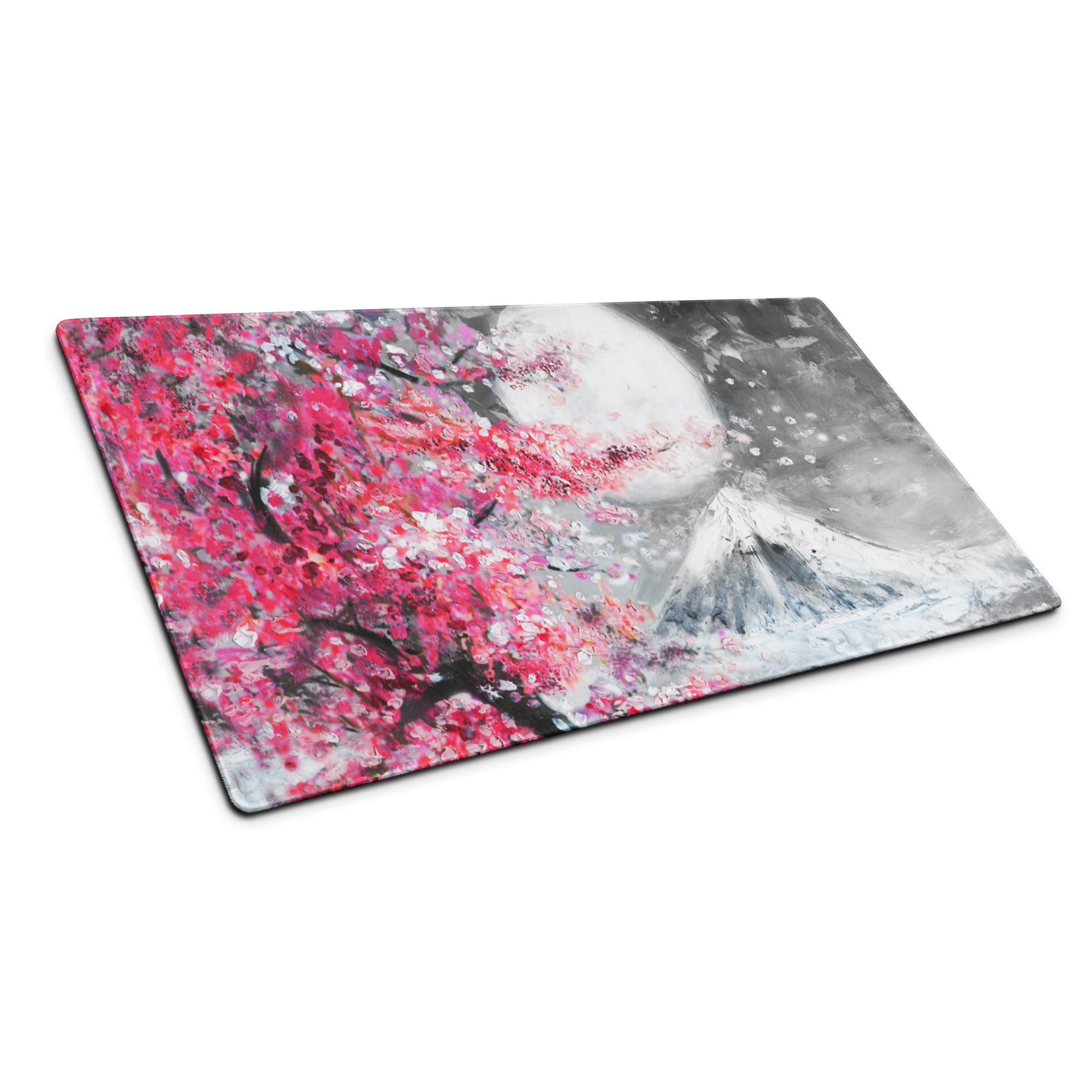 Blossom Pink Gaming Mouse Pad - Cherry Blossom Pink Gray Desk Mat Modern Floral Soft Mood Modern Decor Gaming