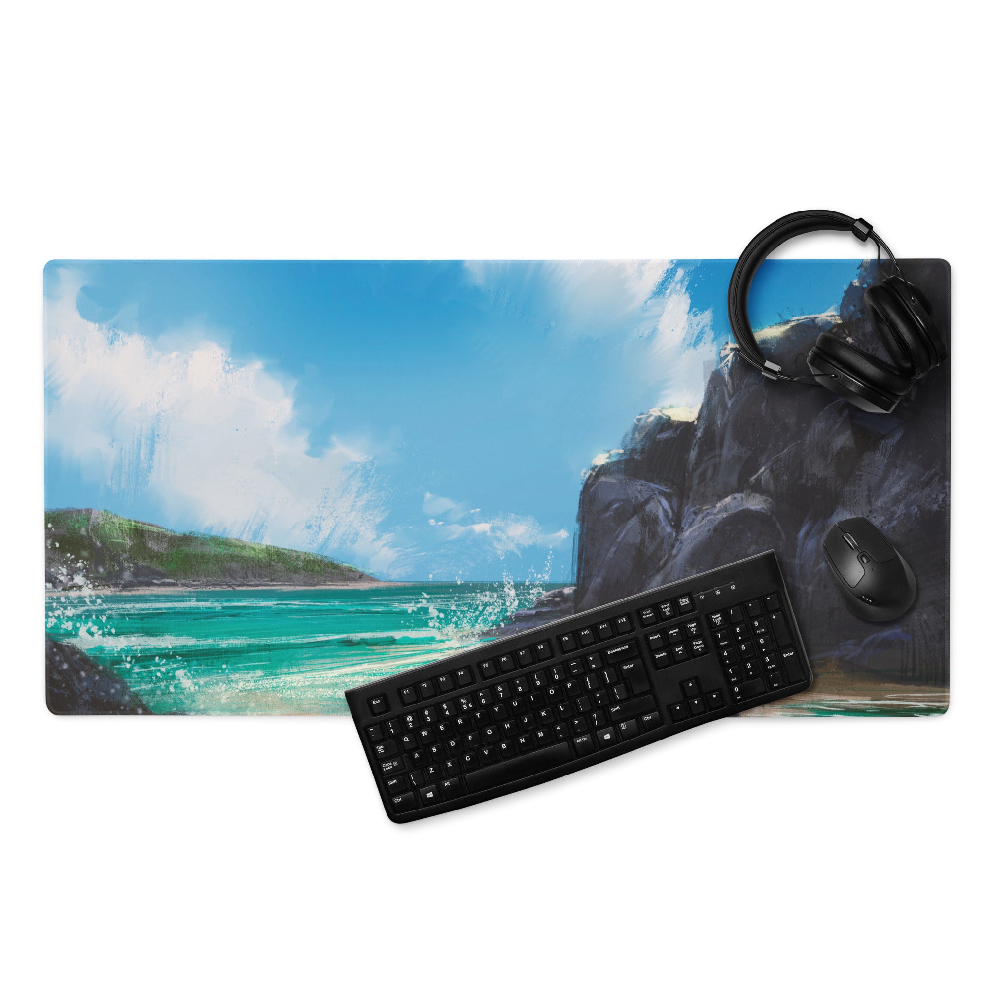 Coastal Sky Seascape Gaming Mouse Pad - Seascape Mouse Pad Blue Turquoise Desk Setup Calm Mood Non Slip