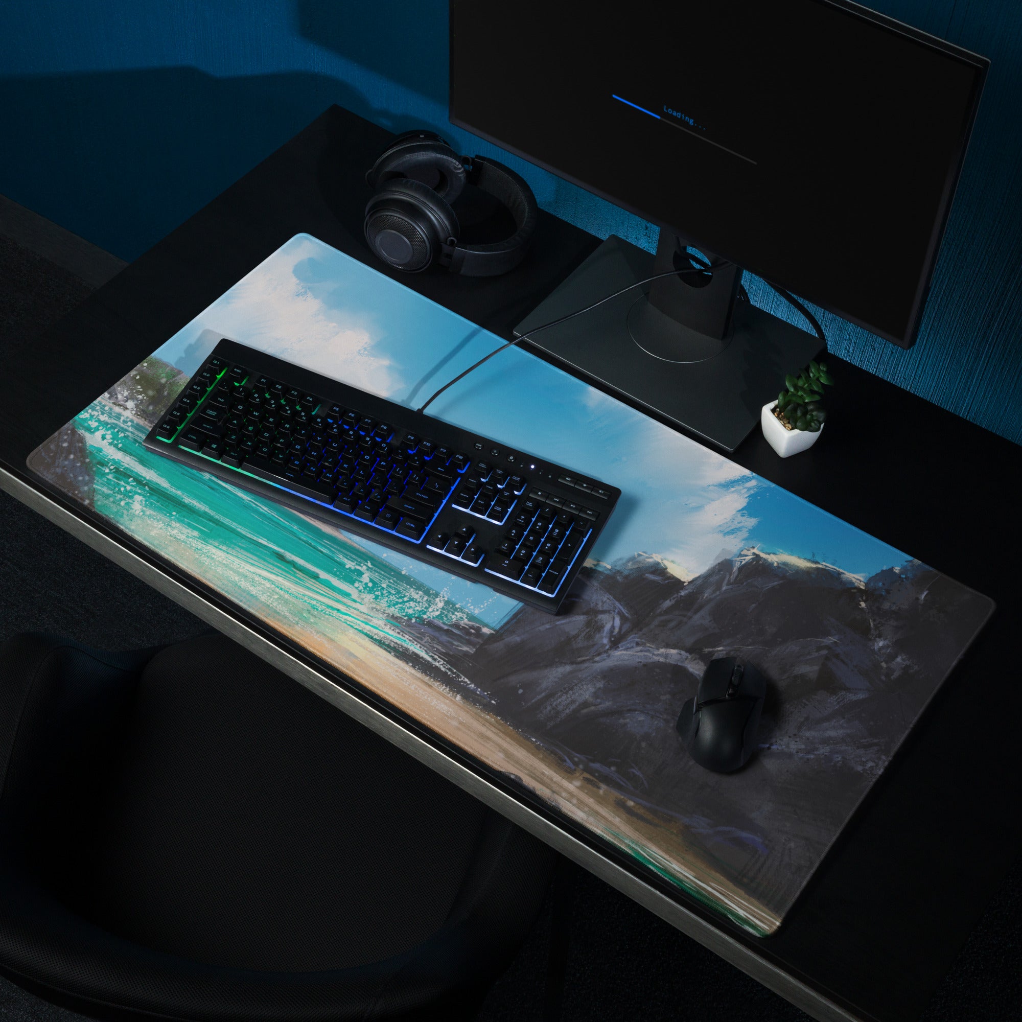 Coastal Sky Seascape Gaming Mouse Pad - Seascape Mouse Pad Blue Turquoise Desk Setup Calm Mood Non Slip