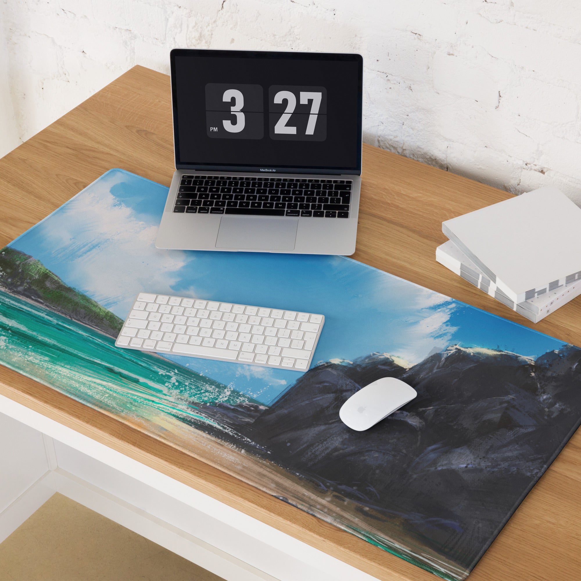 Coastal Sky Seascape Gaming Mouse Pad - Seascape Mouse Pad Blue Turquoise Desk Setup Calm Mood Non Slip