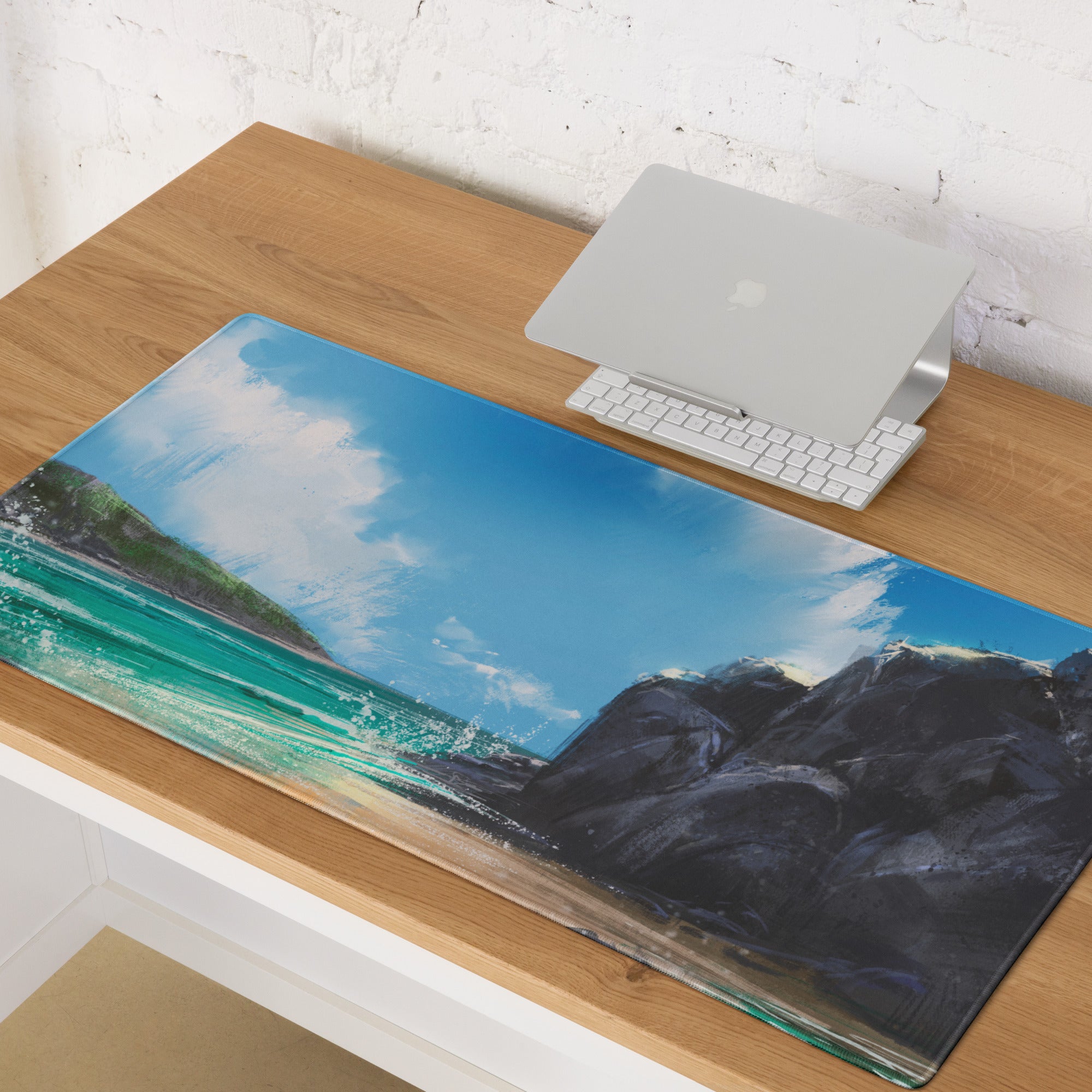 Coastal Sky Seascape Gaming Mouse Pad - Seascape Mouse Pad Blue Turquoise Desk Setup Calm Mood Non Slip