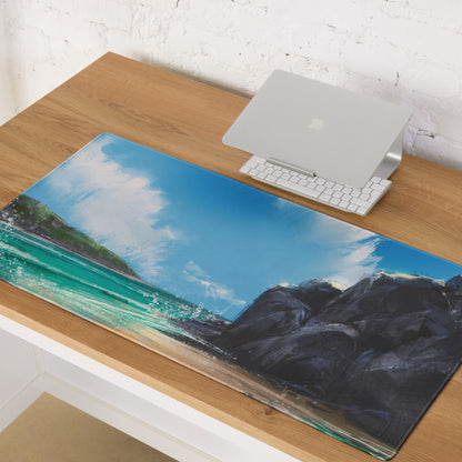 Coastal Sky Seascape Gaming Mouse Pad - Seascape Mouse Pad Blue Turquoise Desk Setup Calm Mood Non Slip