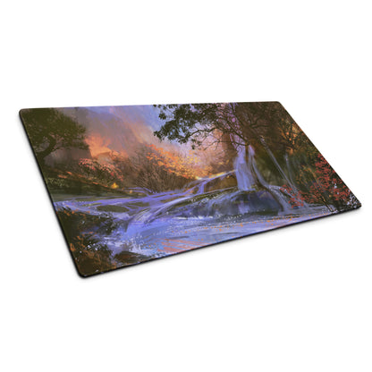 Forest Mist Large Gaming Mouse Pad - Gaming Mouse Pad Purple Blue Forest Setup Landscape Art Calm Mood Printed Fabric