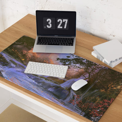 Forest Mist Large Gaming Mouse Pad - Gaming Mouse Pad Purple Blue Forest Setup Landscape Art Calm Mood Printed Fabric