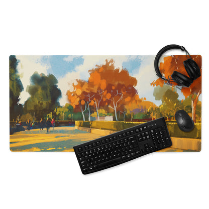 Autumn Orchard Abstract Mouse Pad - Autumn Orchard Orange Desk Abstract Vibrant Mood Modern Rustic Desk Mat Oil Painting
