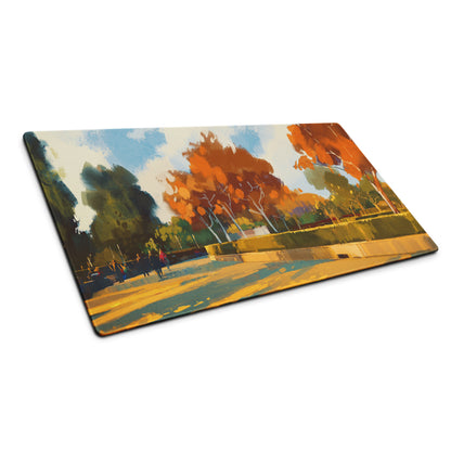 Autumn Orchard Abstract Mouse Pad - Autumn Orchard Orange Desk Abstract Vibrant Mood Modern Rustic Desk Mat Oil Painting