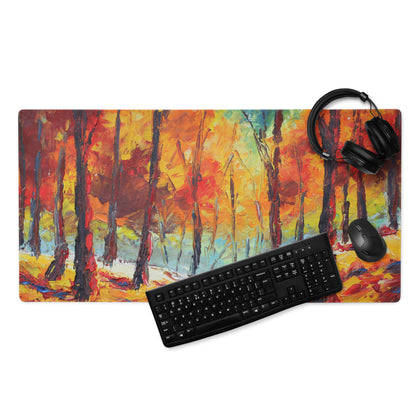 Vibrant Autumn Forest Gaming Pad - Gaming Mouse Pad Multicolor Autumn Palette Home Office Artistic Energetic Mood Modern