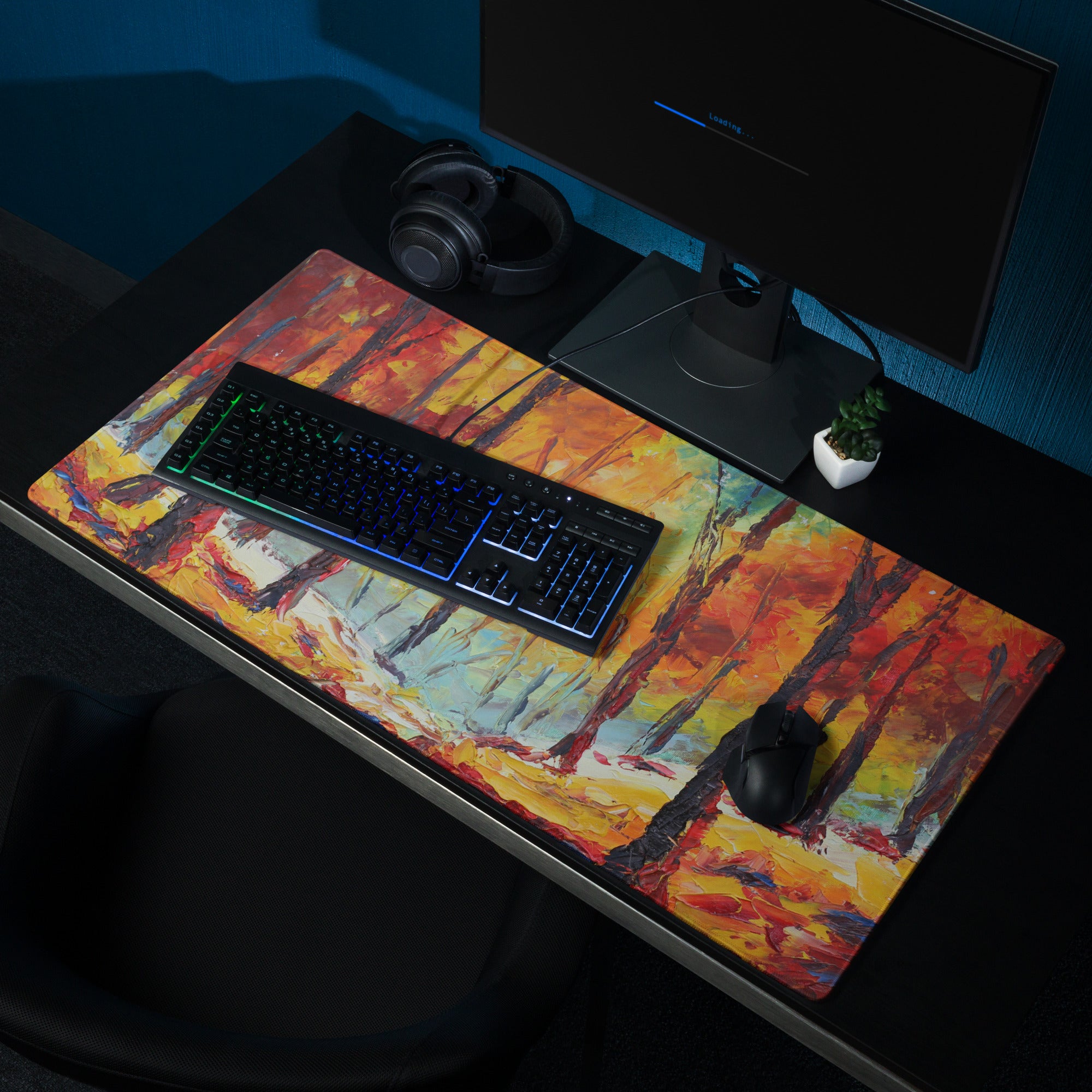 Vibrant Autumn Forest Gaming Pad - Gaming Mouse Pad Multicolor Autumn Palette Home Office Artistic Energetic Mood Modern