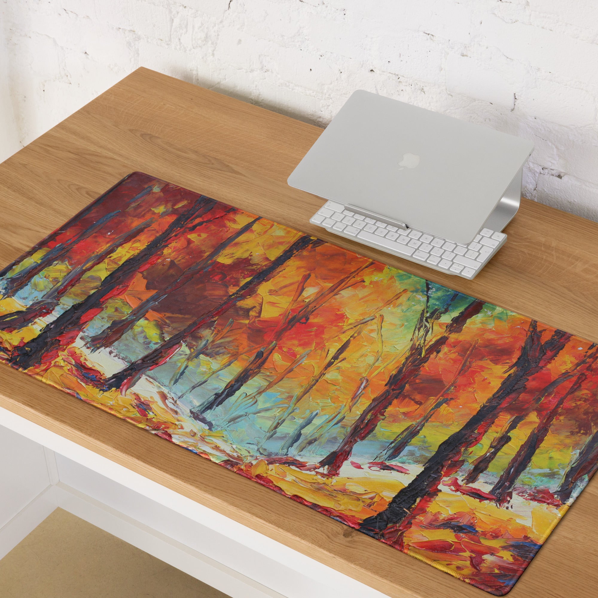 Vibrant Autumn Forest Gaming Pad - Gaming Mouse Pad Multicolor Autumn Palette Home Office Artistic Energetic Mood Modern