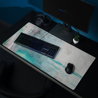 Azure Wave Abstract Pad - Mouse Pad For Gaming Desk Ocean Blue Teal Pink Gray Abstract Digital