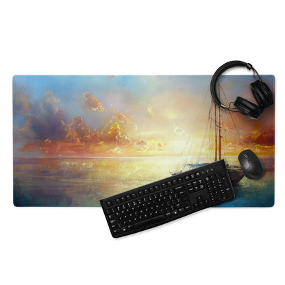 Sunset Sailboat Canvas Mouse Pad - Sailboat Sunset Desk Watercolor Serene Coastal Nautical Desk Pad Digital Print