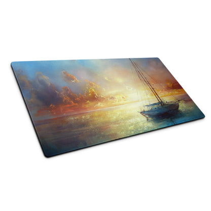 Sunset Sailboat Canvas Mouse Pad - Sailboat Sunset Desk Watercolor Serene Coastal Nautical Desk Pad Digital Print