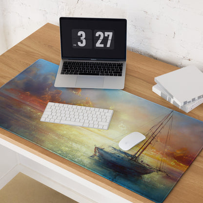 Sunset Sailboat Canvas Mouse Pad - Sailboat Sunset Desk Watercolor Serene Coastal Nautical Desk Pad Digital Print