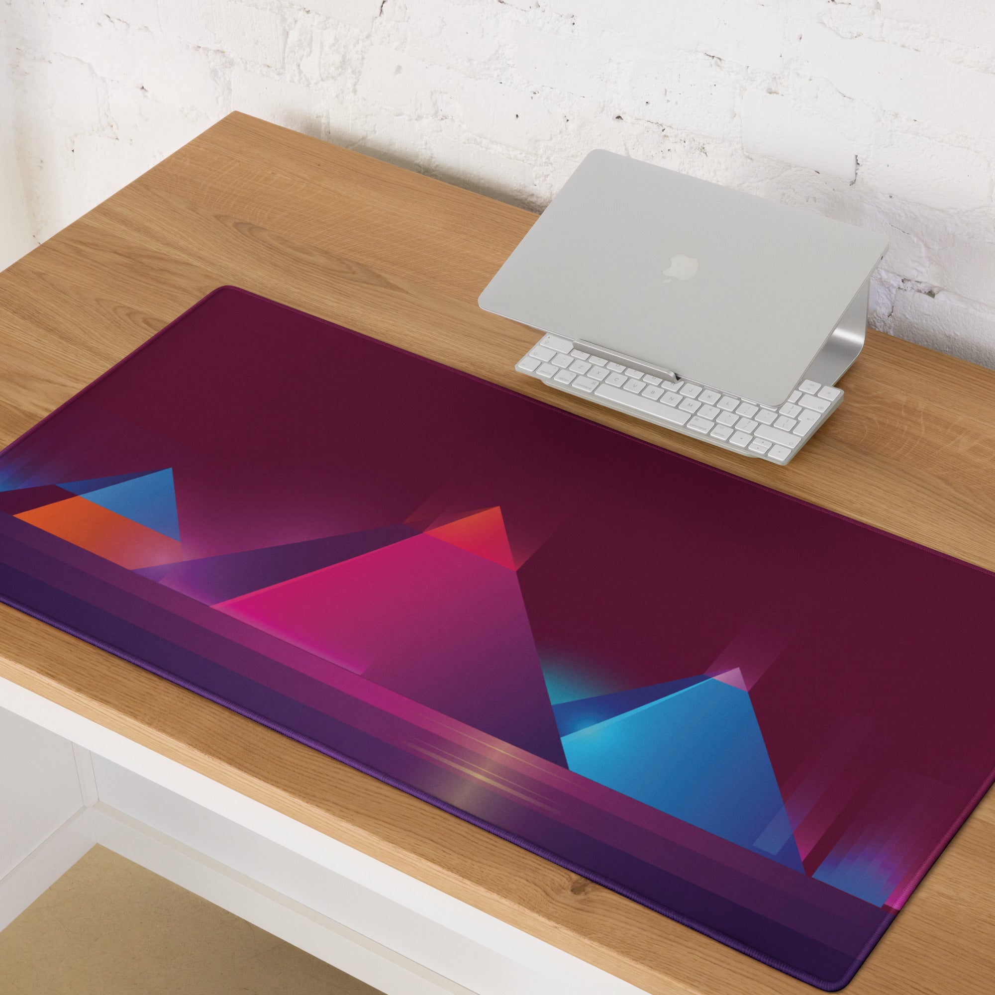 Vibrant Geometric Gaming Mouse Pad - Gaming Mouse Pad Purple Magenta Blue Geometric Desk Energetic Esports Digital Art