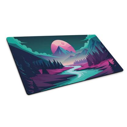 Aurora Peak Mouse Pad - Mouse Pad Teal Pink Blue Gaming Desk Modern Vibrant Contemporary Large Desk Mat Digital
