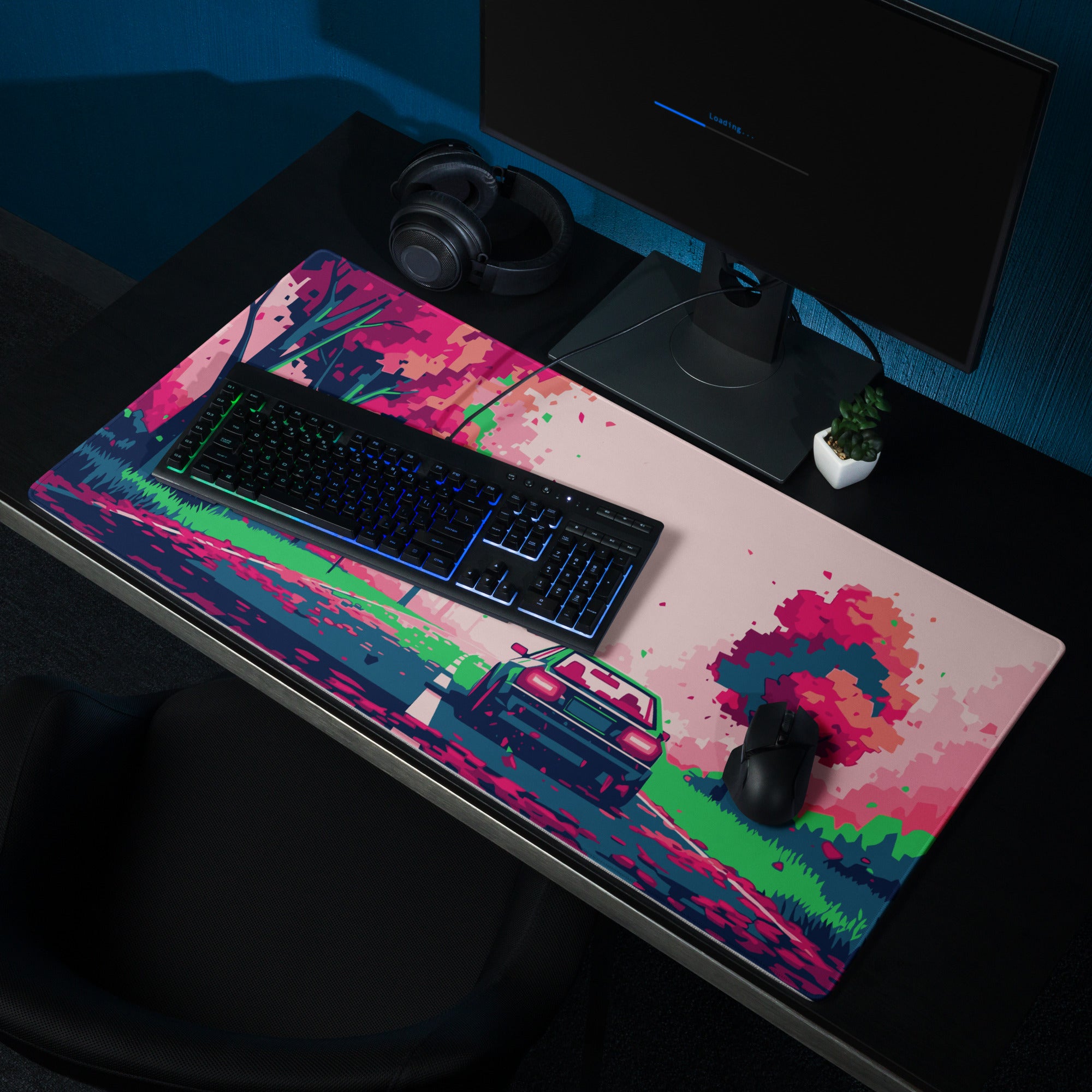 Vivid Pink Forest Gaming Mouse Pad - Pink Forest Desktop Mouse Pad Modern Art Vibrant Mood Contemporary Decor Desk Mat