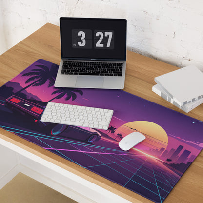 Neon Sunset Gaming Mouse Pad - Gaming Mouse Pad Purple Pink Neon Sunset Desk Mood Vibrant Retro Futurism