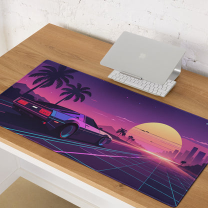 Neon Sunset Gaming Mouse Pad - Gaming Mouse Pad Purple Pink Neon Sunset Desk Mood Vibrant Retro Futurism