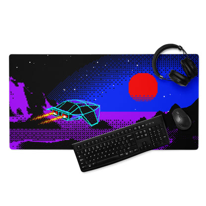 Neon Nightfall Gaming Mouse Pad - Gaming Mouse Pad Black Blue Red Neon Vibrant Mood Cyberpunk Esports Gift Digital Art