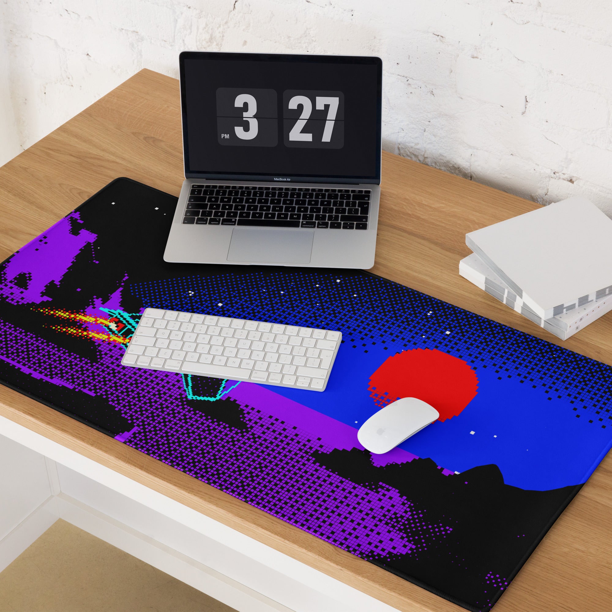 Neon Nightfall Gaming Mouse Pad - Gaming Mouse Pad Black Blue Red Neon Vibrant Mood Cyberpunk Esports Gift Digital Art