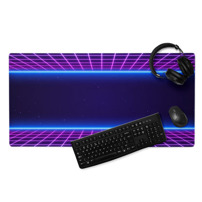 Neon Grid Gaming Mouse Pad - Gaming Mouse Pad Purple Pink Blue Desk Setup Synthwave Mood Energetic Cyberpunk Neon Art