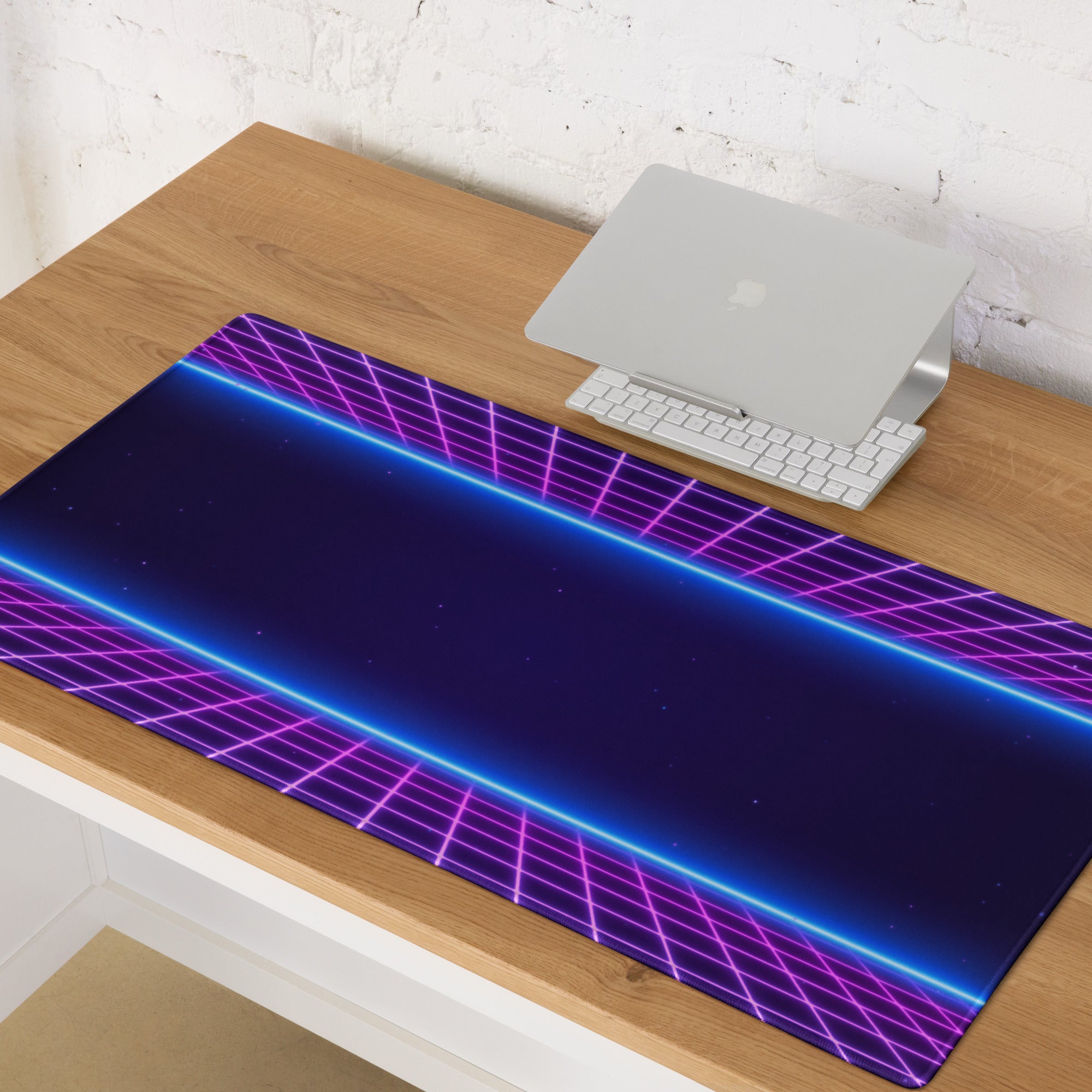 Neon Grid Gaming Mouse Pad - Gaming Mouse Pad Purple Pink Blue Desk Setup Synthwave Mood Energetic Cyberpunk Neon Art