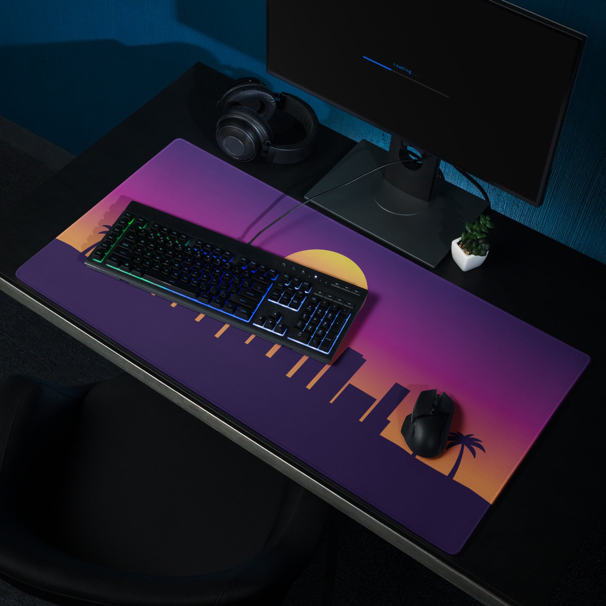 Sunset Skyline Mouse Pad - Gaming Mouse Pad Purple Sunset Desk Setup Cityscape Vibrant Mood Modern Decor Esports Gift