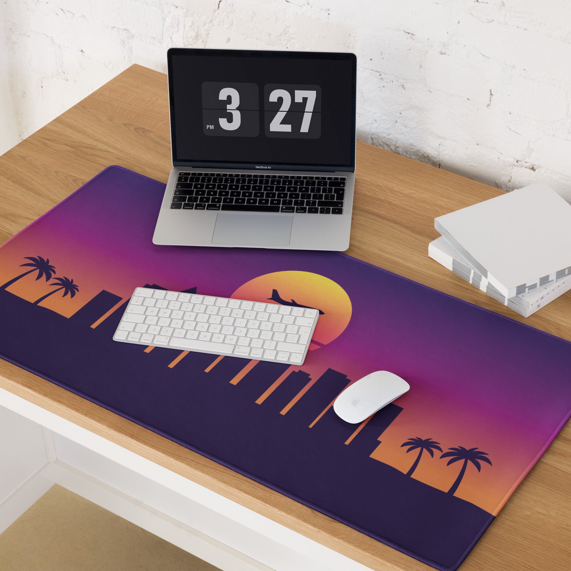 Sunset Skyline Mouse Pad - Gaming Mouse Pad Purple Sunset Desk Setup Cityscape Vibrant Mood Modern Decor Esports Gift