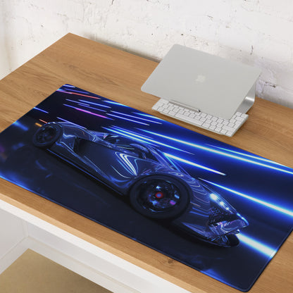 Neon Velocity Car Theme Mouse Pad - Car Blue Neon Gaming Desk - Energetic Cyberpunk Modern Non Slip Digital