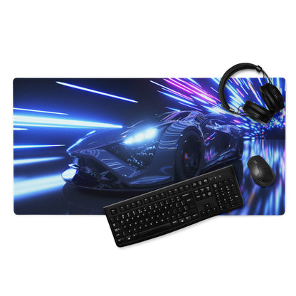 Neon Velocity Mouse Pad - Gaming Mouse Pad Neon Blue Purple Energetic Futuristic Digital Print