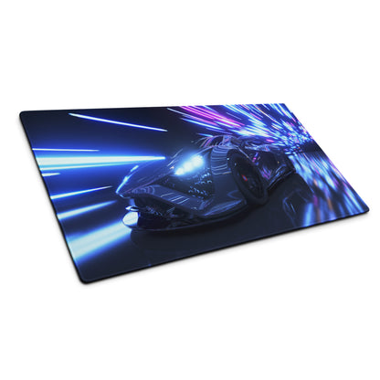 Neon Velocity Mouse Pad - Gaming Mouse Pad Neon Blue Purple Energetic Futuristic Digital Print
