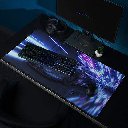 Neon Velocity Mouse Pad - Gaming Mouse Pad Neon Blue Purple Energetic Futuristic Digital Print