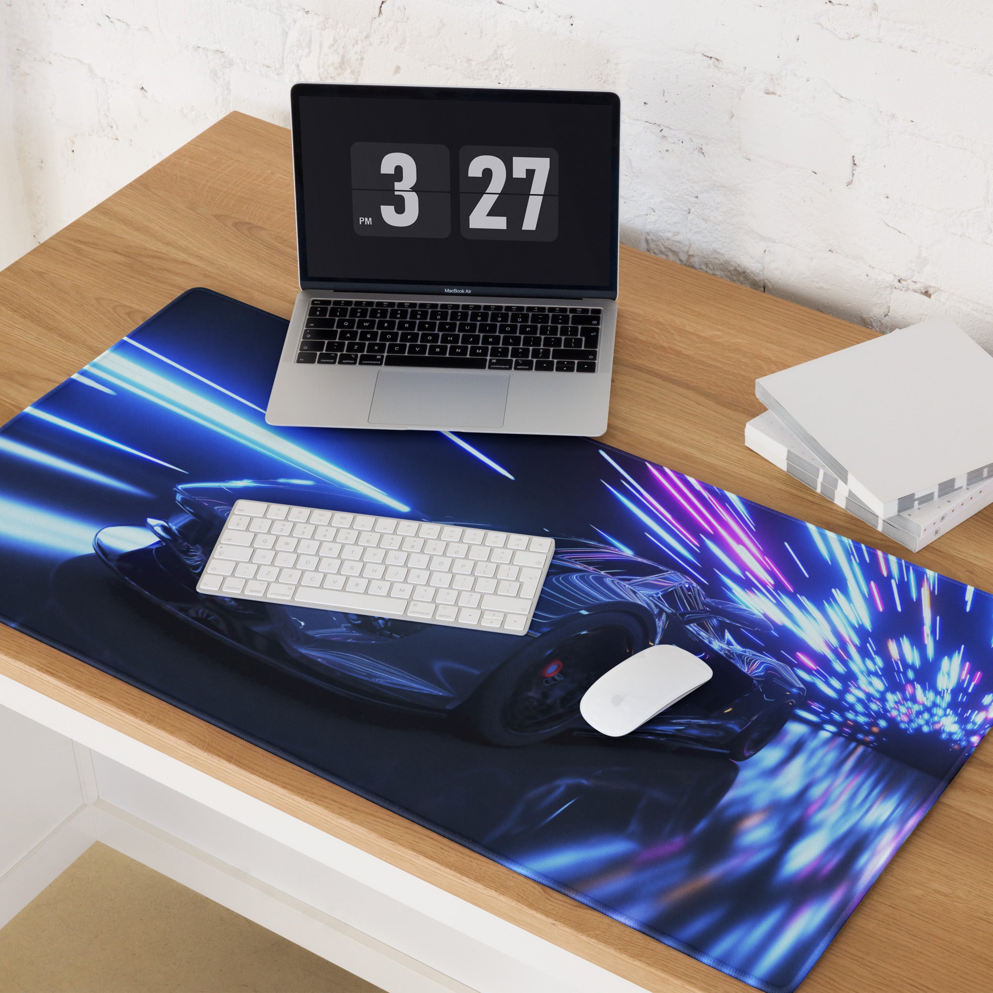 Neon Velocity Mouse Pad - Gaming Mouse Pad Neon Blue Purple Energetic Futuristic Digital Print