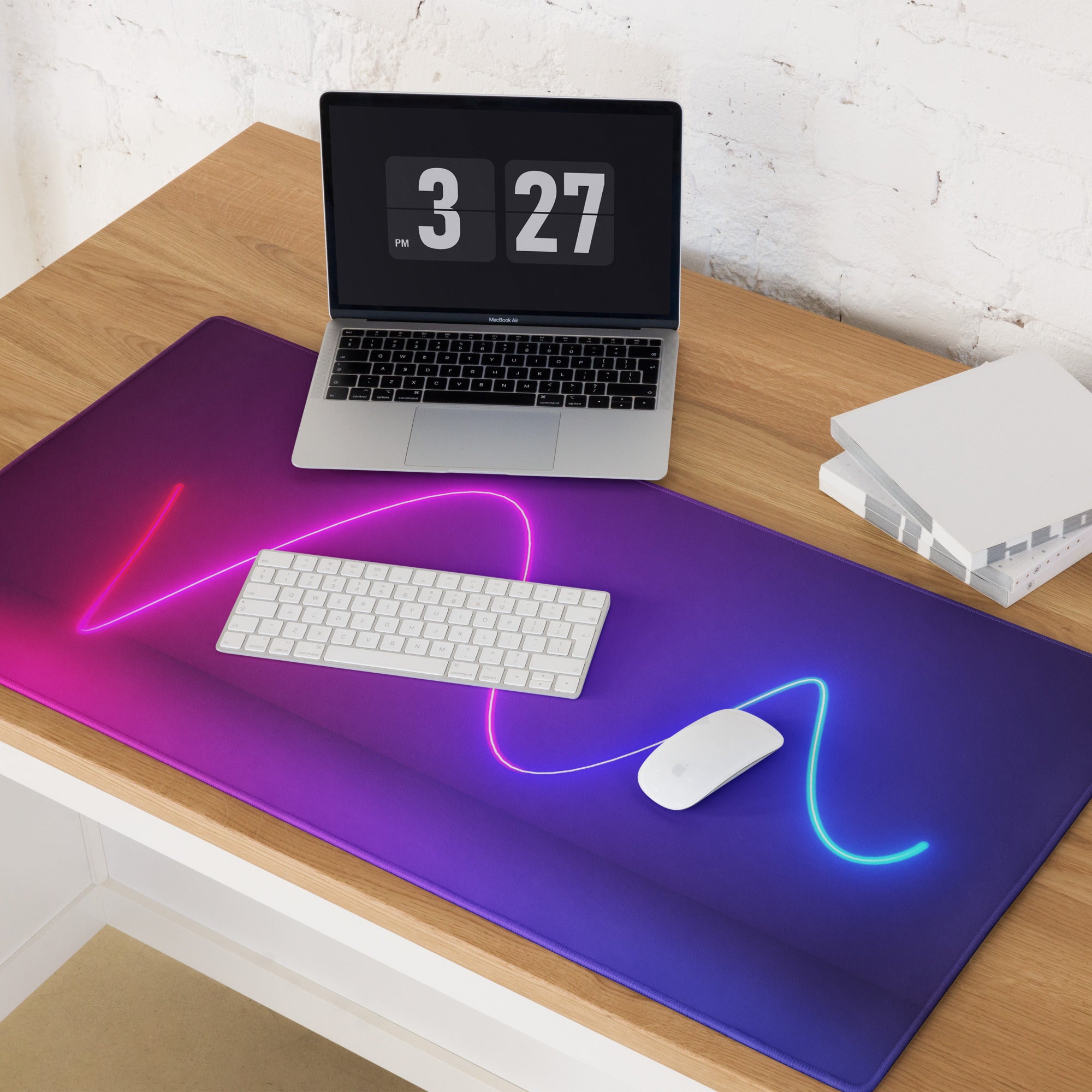 Nebula Neon Gaming Mouse Pad - Gaming Mouse Pad Purple Pink Desk Neon Gradient Mood Neon Cyberpunk RGB Digital Art