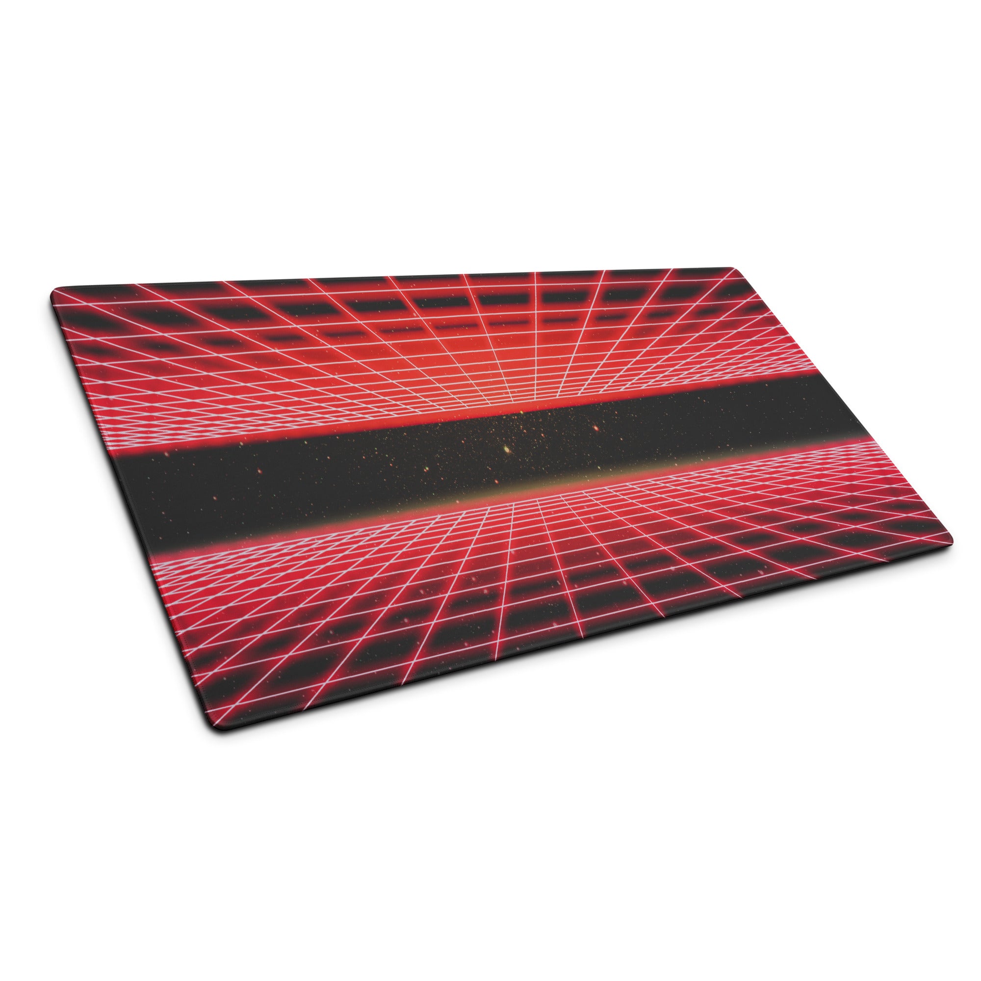 Red Neon Grid Gaming Pad - Mouse Pad Red Gaming Setup Cyberpunk Energetic Mood Large Desk Mat Digital Print