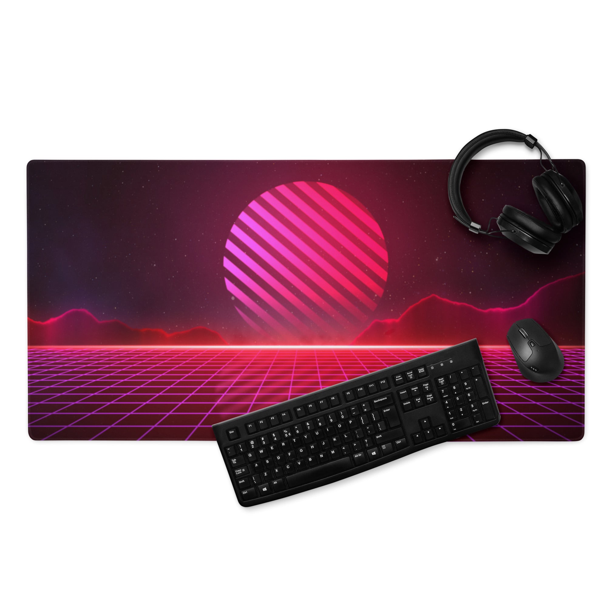 Neon Grid Prism Mouse Pad - Gaming Mouse Pad Neon Pink Desk Cyberpunk Vibrant Mood Cyberpunk Decor Esports Mat