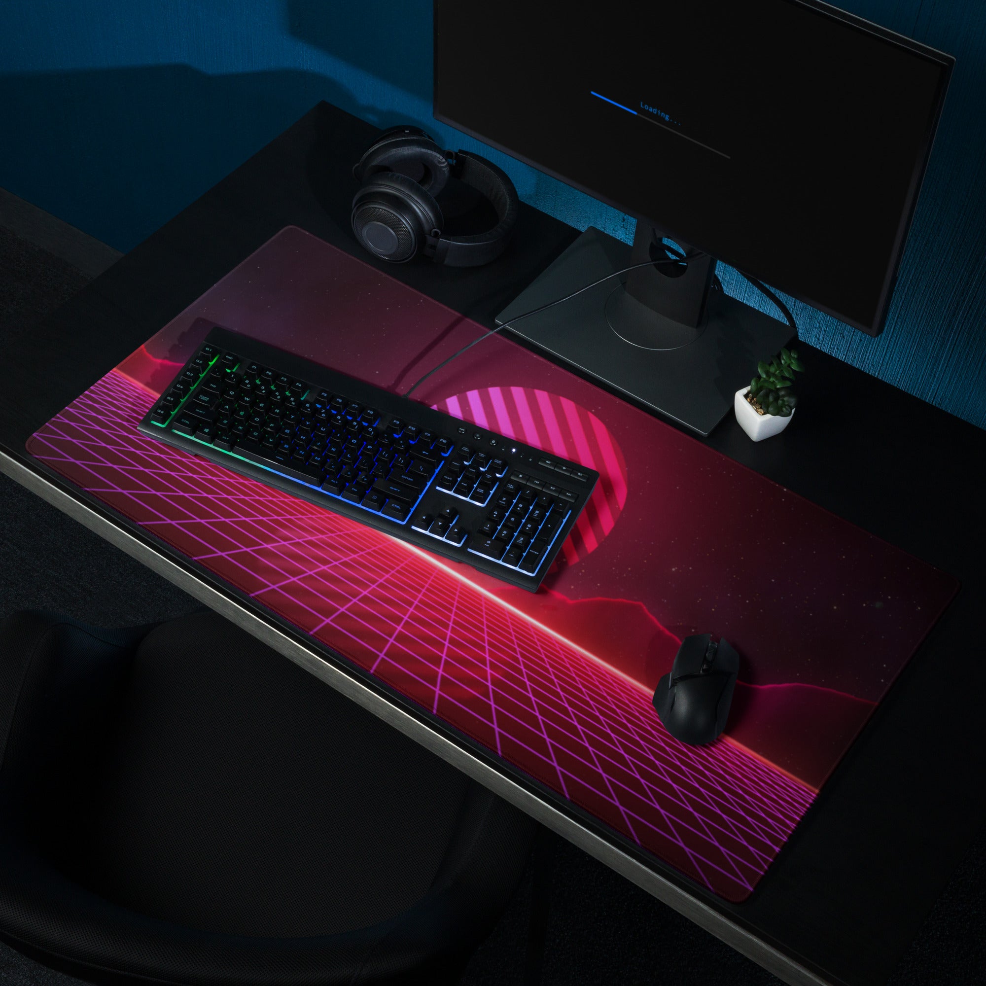 Neon Grid Prism Mouse Pad - Gaming Mouse Pad Neon Pink Desk Cyberpunk Vibrant Mood Cyberpunk Decor Esports Mat