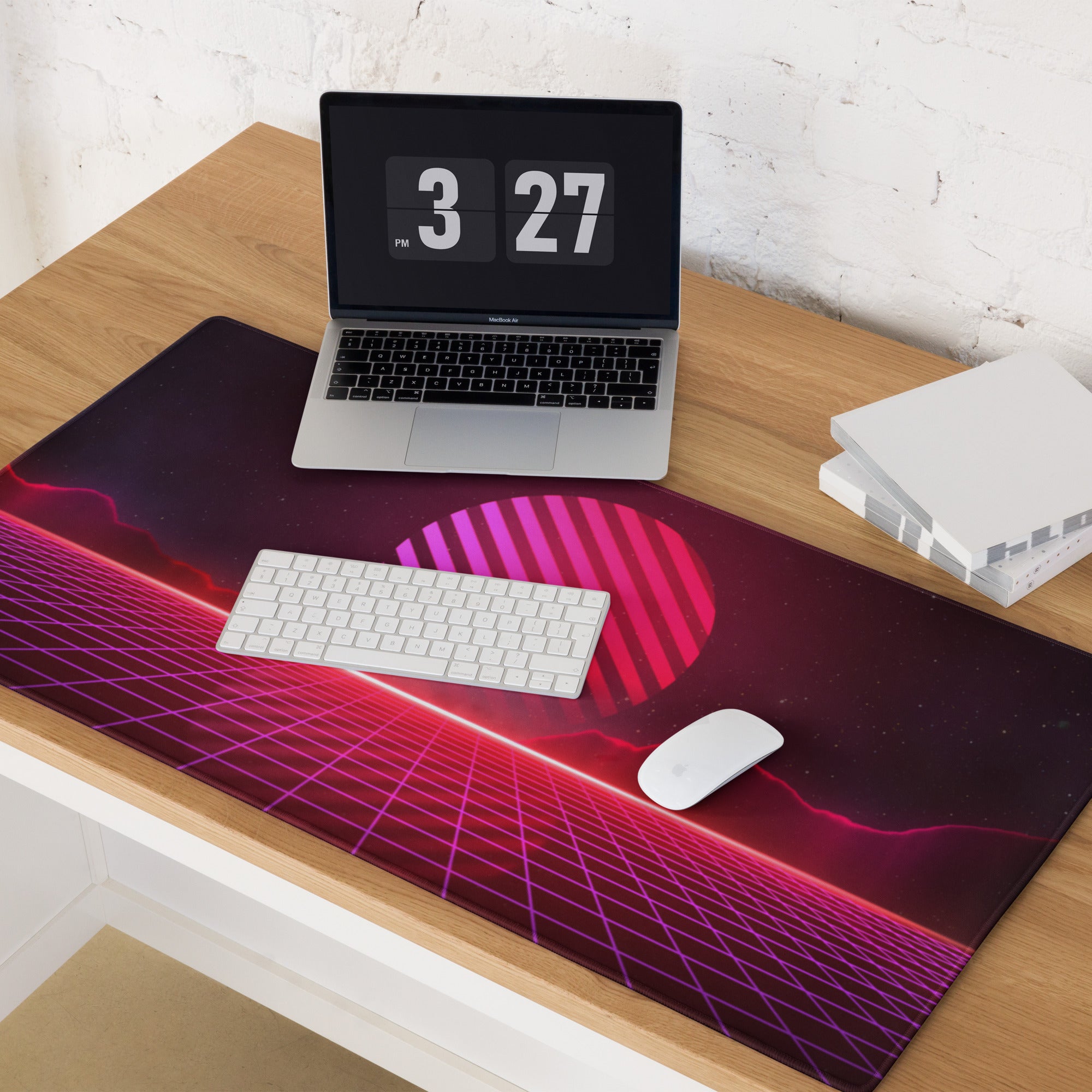 Neon Grid Prism Mouse Pad - Gaming Mouse Pad Neon Pink Desk Cyberpunk Vibrant Mood Cyberpunk Decor Esports Mat