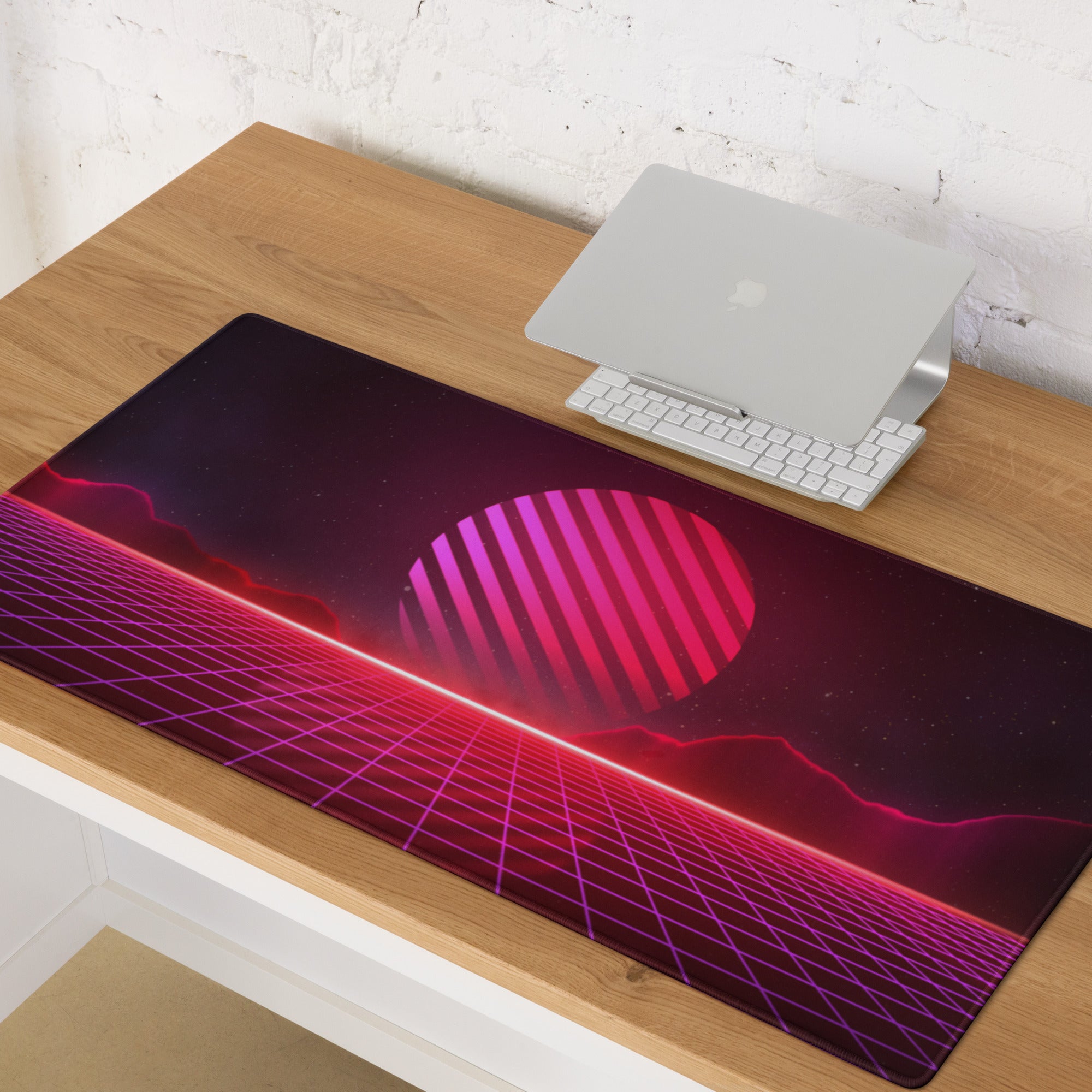 Neon Grid Prism Mouse Pad - Gaming Mouse Pad Neon Pink Desk Cyberpunk Vibrant Mood Cyberpunk Decor Esports Mat