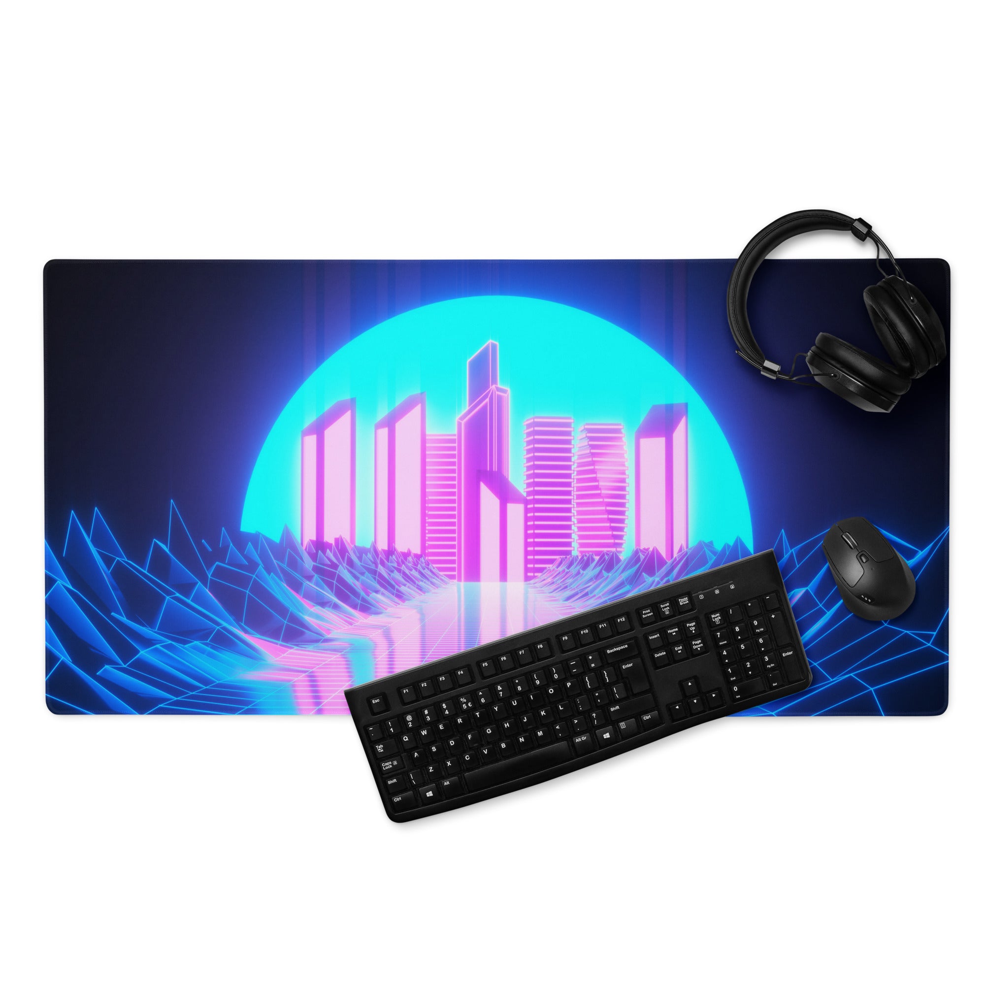Neon City Cyberpunk Gaming Mouse Pad - Gaming Mouse Pad Neon Blue Pink For Gaming Desk Cyberpunk Synthwave Vibrant Futuristic Neon Decor Gaming Desk Rgb Digital Art