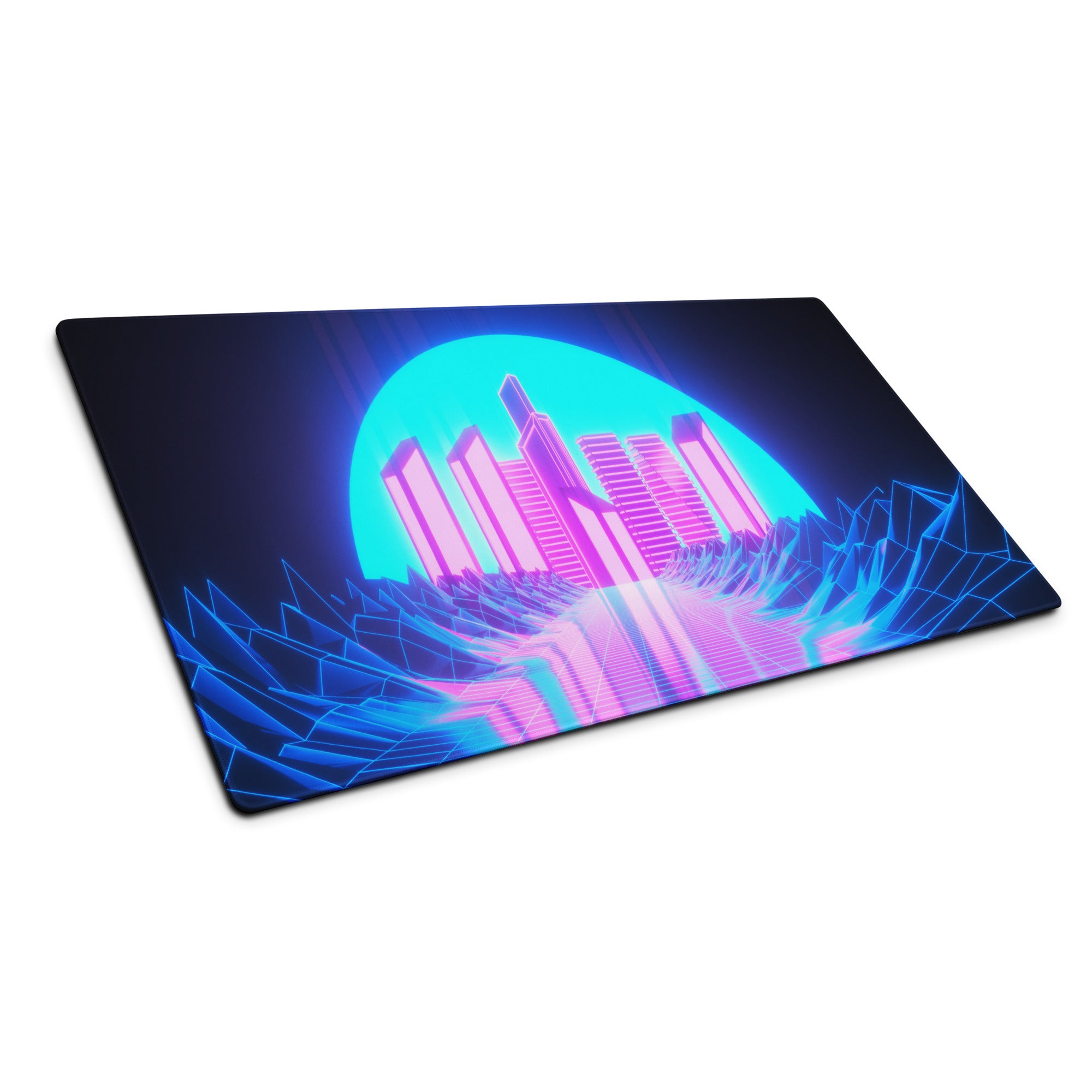 Neon City Cyberpunk Gaming Mouse Pad - Gaming Mouse Pad Neon Blue Pink For Gaming Desk Cyberpunk Synthwave Vibrant Futuristic Neon Decor Gaming Desk Rgb Digital Art