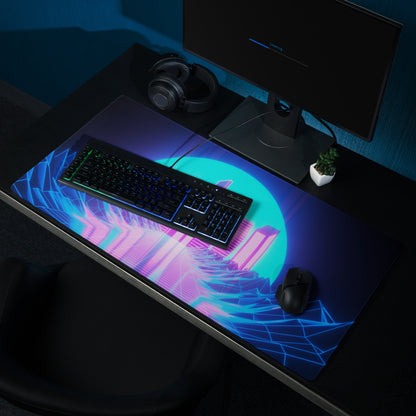 Neon City Cyberpunk Gaming Mouse Pad - Gaming Mouse Pad Neon Blue Pink For Gaming Desk Cyberpunk Synthwave Vibrant Futuristic Neon Decor Gaming Desk Rgb Digital Art