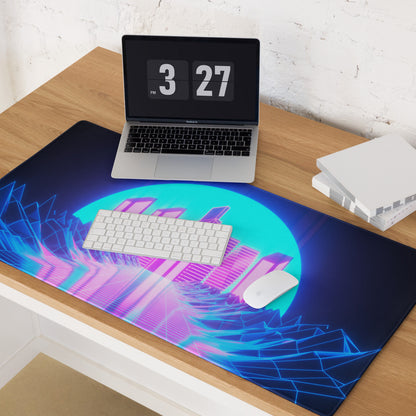 Neon City Cyberpunk Gaming Mouse Pad - Gaming Mouse Pad Neon Blue Pink For Gaming Desk Cyberpunk Synthwave Vibrant Futuristic Neon Decor Gaming Desk Rgb Digital Art