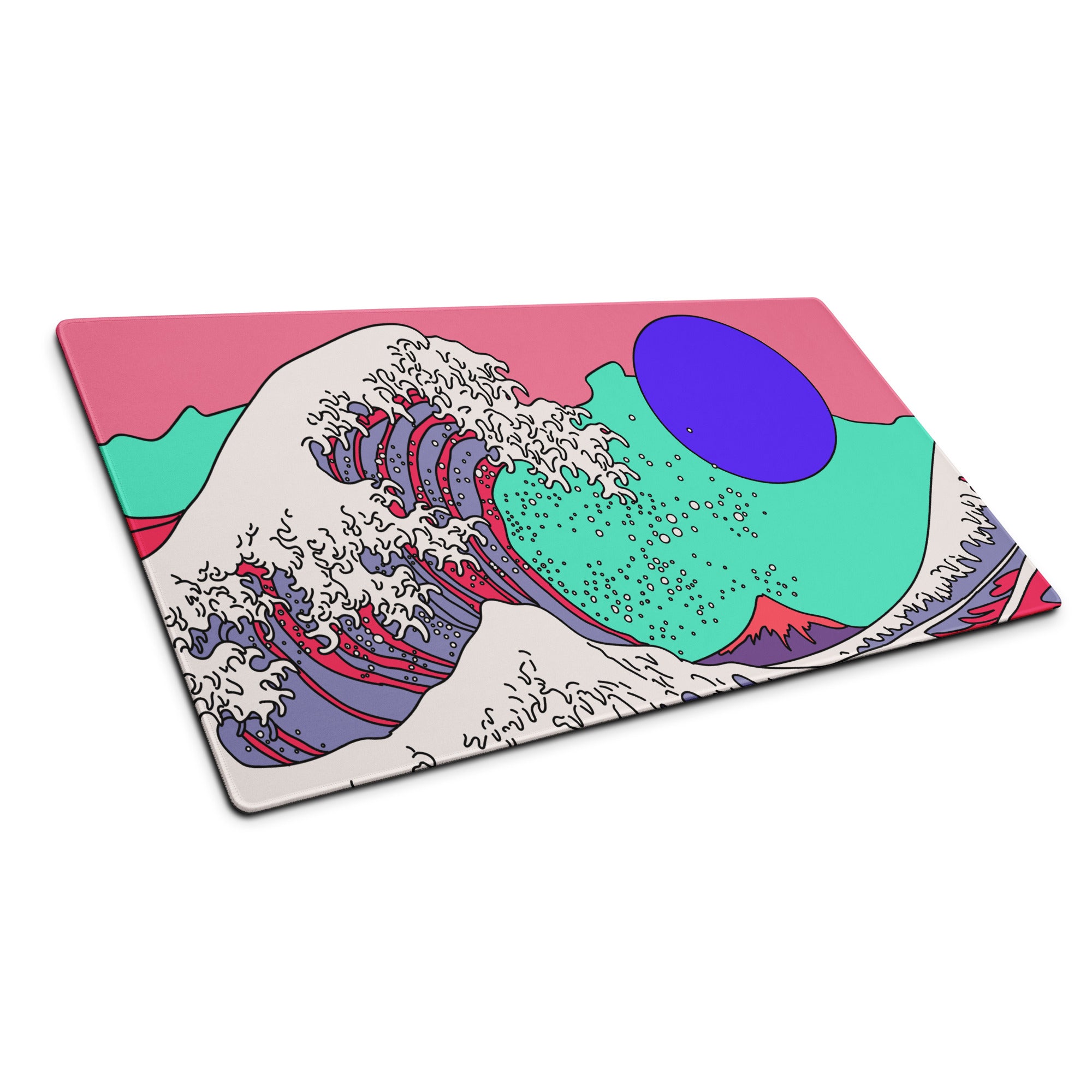 Pink Wave Pop Art Gaming Mouse Pad - Ocean Wave Pink Teal Desk Pop Art Vibrant Modern Pop Esports Digital Art