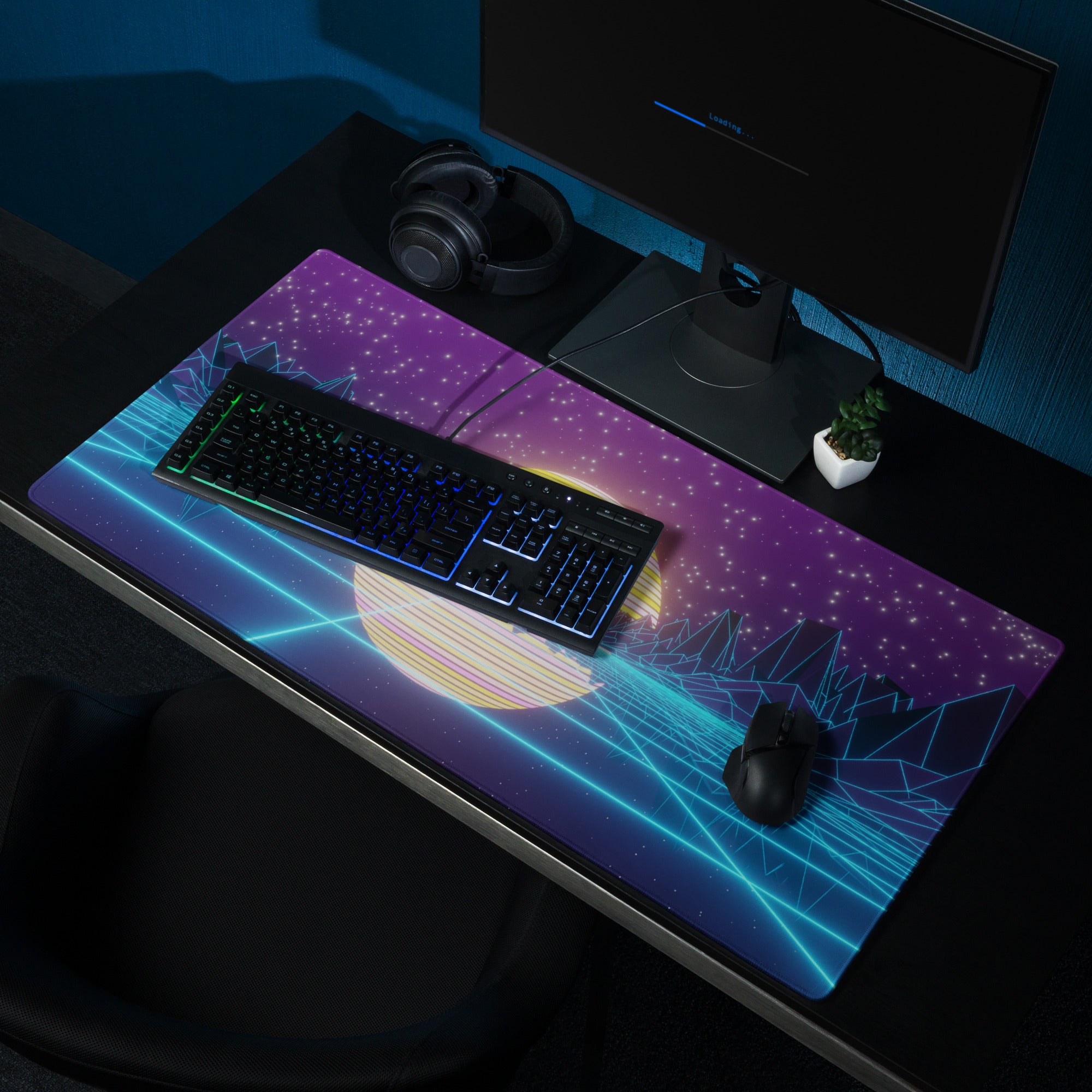 Neon Cosmos Gaming Mouse Pad - Gaming Mouse Pad Purple Blue Neon Desktop Setup Synthwave Cyberpunk Style Immersive Mood