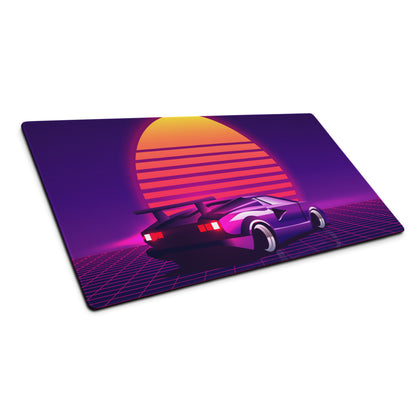 Neon Sunset Synthwave Mouse Pad - Mouse Pad Purple Neon Desk Synthwave Mood Vibrant Retro Neon Gaming Art