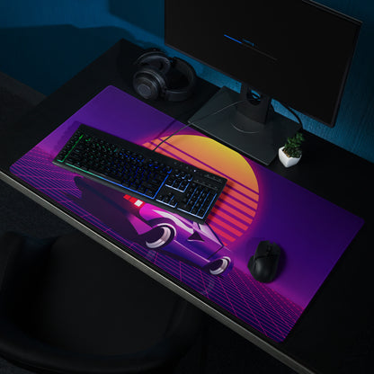 Neon Sunset Synthwave Mouse Pad - Mouse Pad Purple Neon Desk Synthwave Mood Vibrant Retro Neon Gaming Art